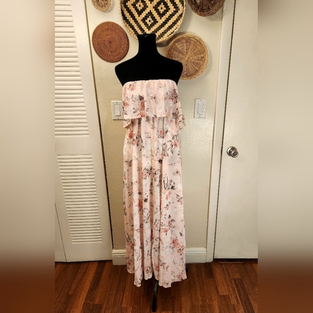 LAST ONE! Light Pink And Floral Maxi Dress